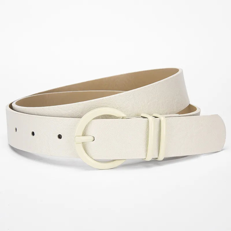 Simple Style Solid Color Imitation Leather Alloy Unisex Leather Belts
