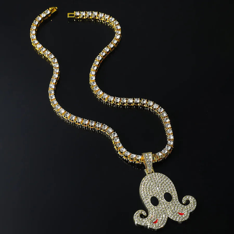 5mm Tennis Chain Tennis Chain   New Octopus Cartoon Full Diamond Hip Hop Necklace