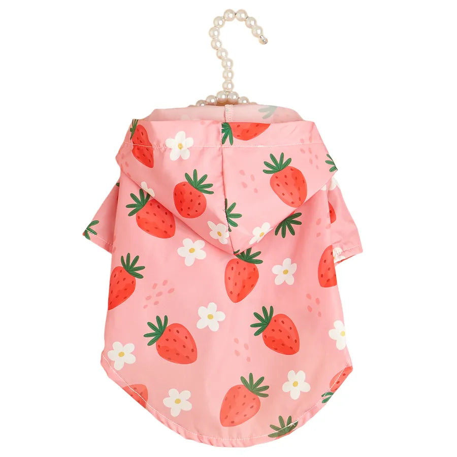 cute pastoral polyester strawberry pet clothing