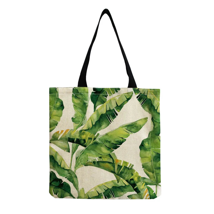 women's tropical leaf shopping bags