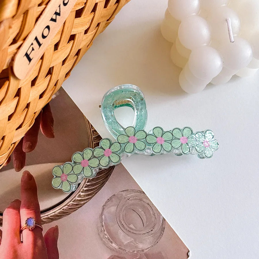 Large Dopaamine Flower Hair Clip Women's Stylish Acrylic Hair Accessories Versatile Shark Clamp Multi-Functional Hair Grips