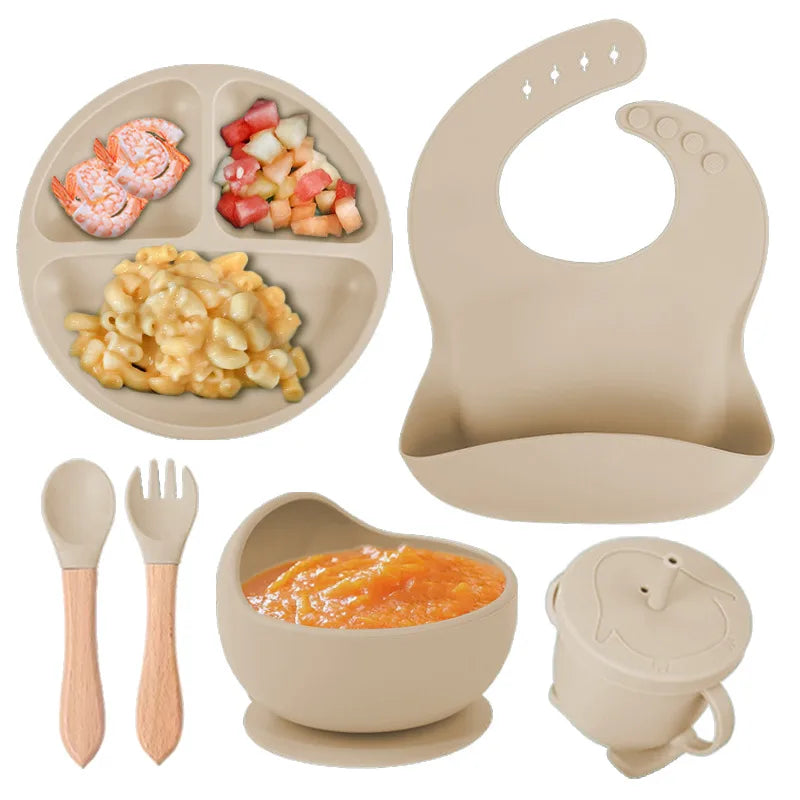 casual solid color silica gel tableware 1 set