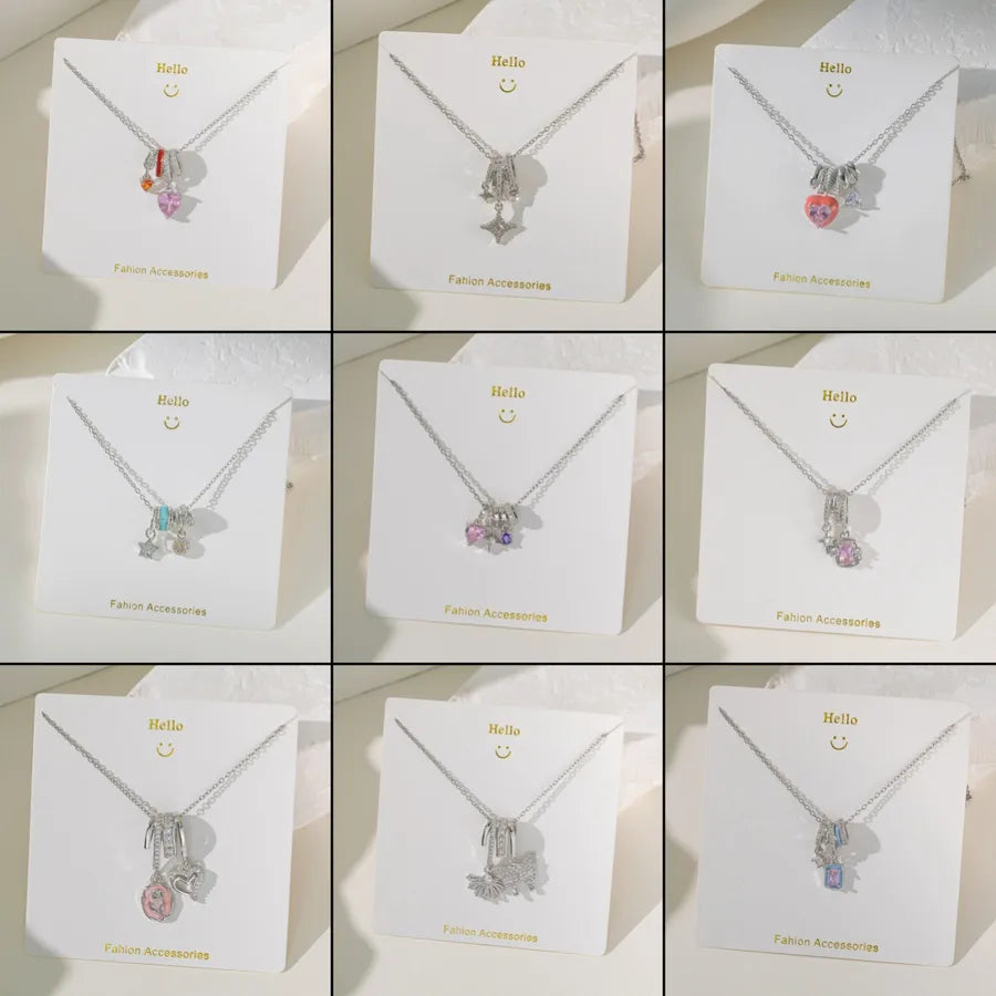 Wholesale Jewelry Elegant Glam Geometric Flower Butterfly 304 Stainless Steel Copper Plating cable chain Pendant Necklace