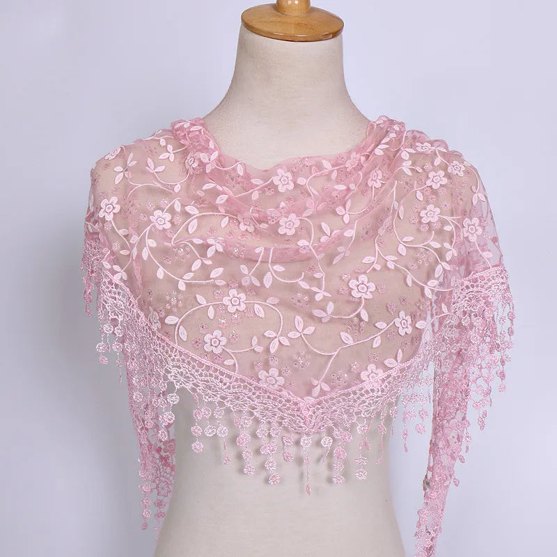 fashion flower polyester lace chiffon scarves
