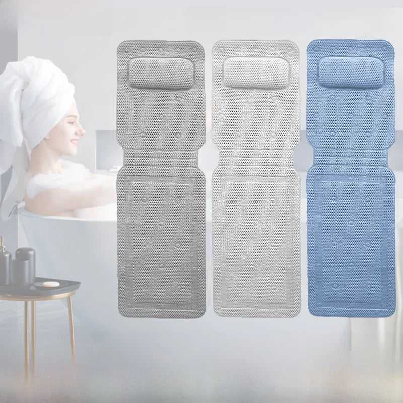 pvc foam long  cushion with pillow suction cup  cushion bath non-slip cushion pillow