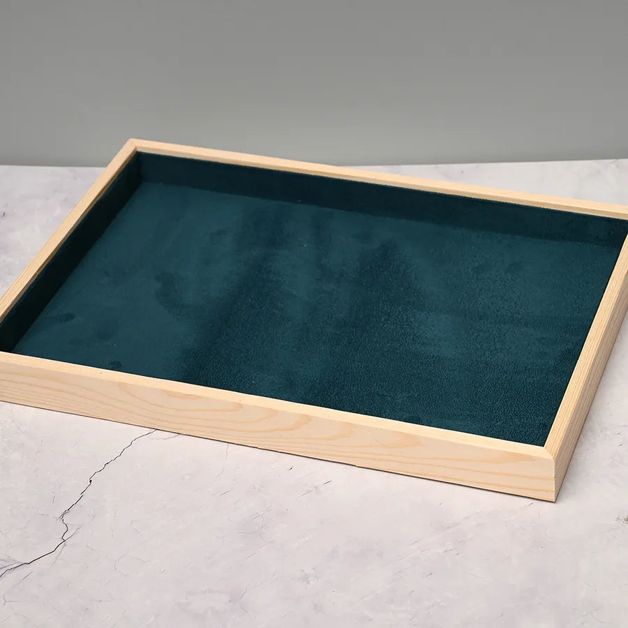 Rectangular Jewelry Display Stand Storage Box Earring Ring Bracelet Ring Holder Artificial Wood Velvet Handmade Simple Style