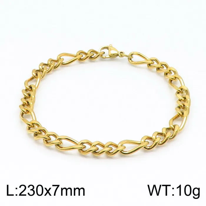 Simple Style Solid Color Stainless Steel Plating 18K Gold Plated Men's Bracelets