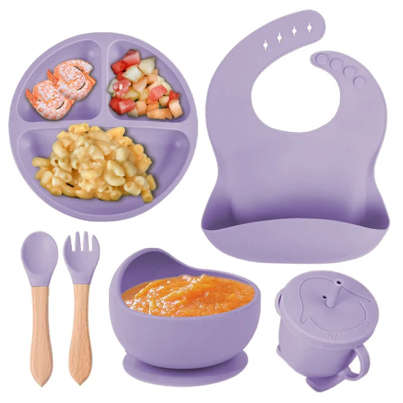 casual solid color silica gel tableware 1 set
