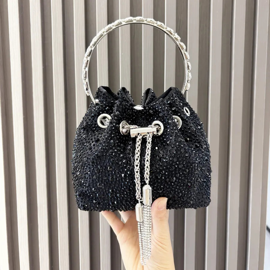 Red Purple Pu Leather Color Block Bucket Evening Bags