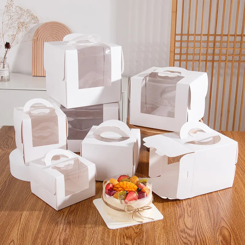 Three three four four six six eight eight inch birthday cake box portable cake box transparent window cake dessert packing box