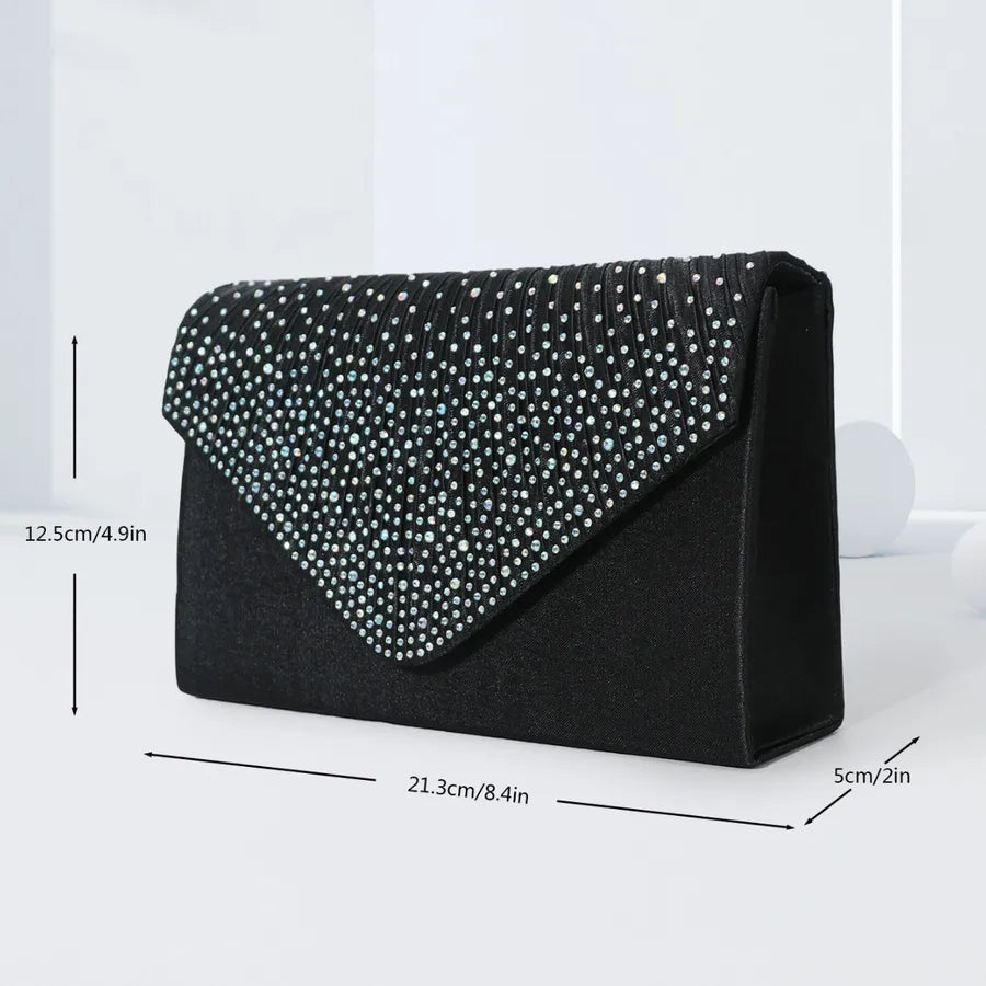 Women's black evening bag fashion clutch high-end banquet party banquet hot rhinestone evening bag bridesmaid bag