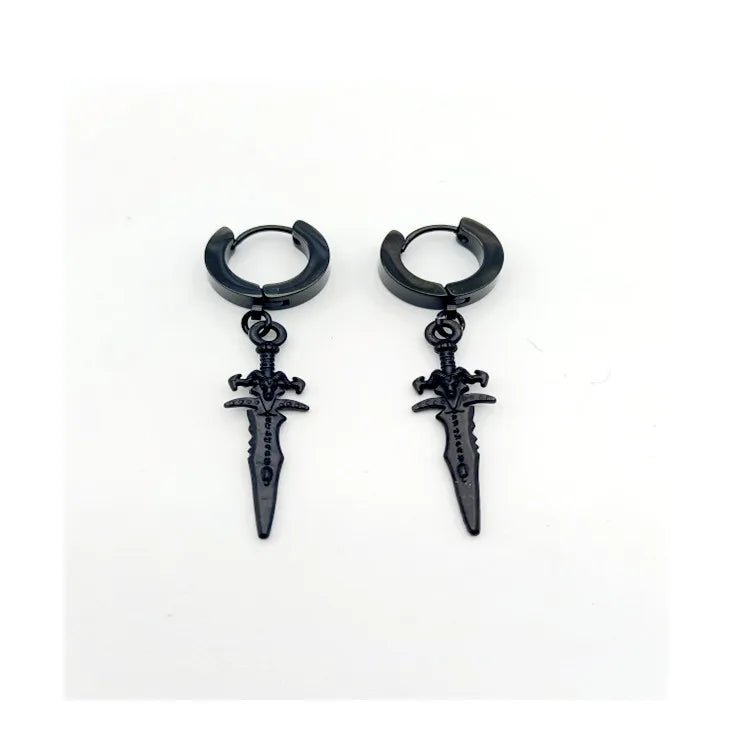 Straight supply earrings ear clip Hanging Sword Men's personality creative fashion Korean temperament long street boys eardrop earring