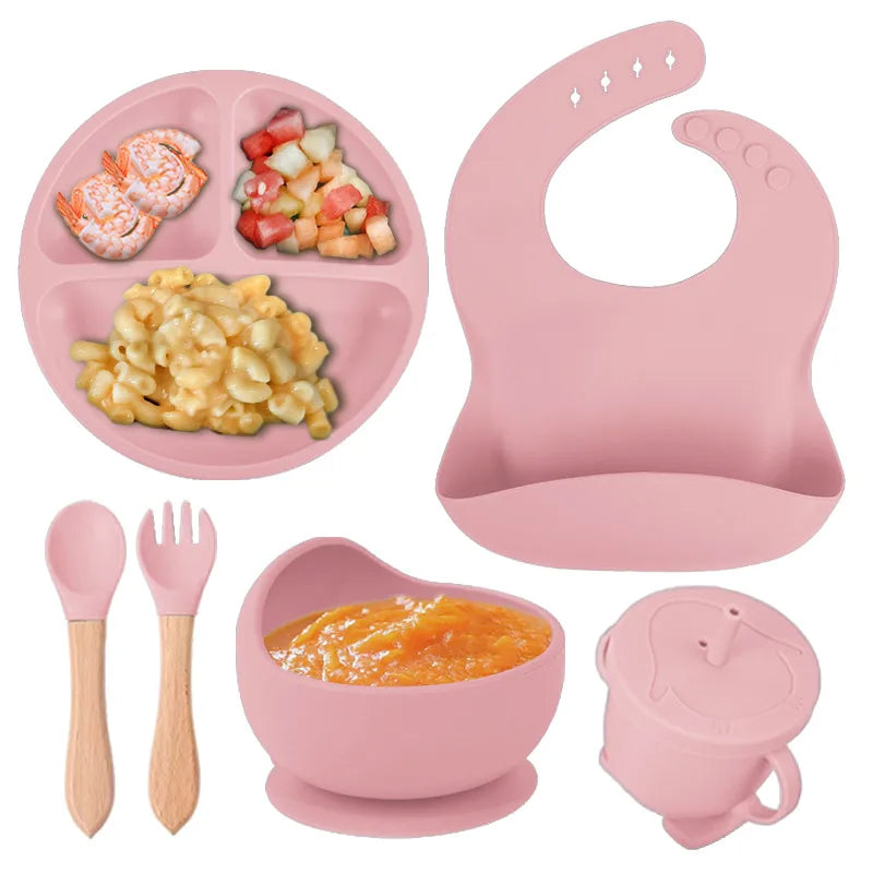 casual solid color silica gel tableware 1 set