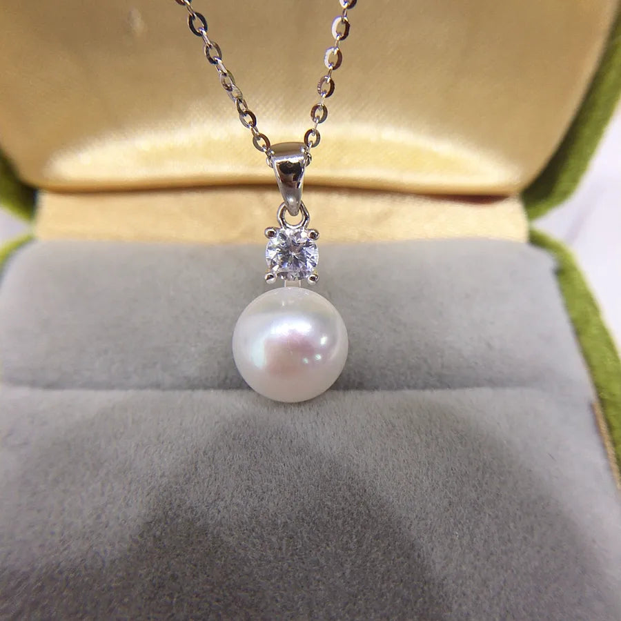 Zhuji Pearl Natural Freshwater Pearl Pendant Princess Diana S925 Sterling Silver Pearl Necklace Clavicle Chain Wholesale