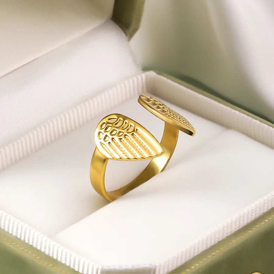 Wholesale Jewelry IG Style Elegant Retro Geometric Leaf Heart Shape 304 Stainless Steel Plating Open Rings