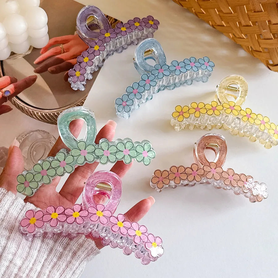 Large Dopaamine Flower Hair Clip Women's Stylish Acrylic Hair Accessories Versatile Shark Clamp Multi-Functional Hair Grips