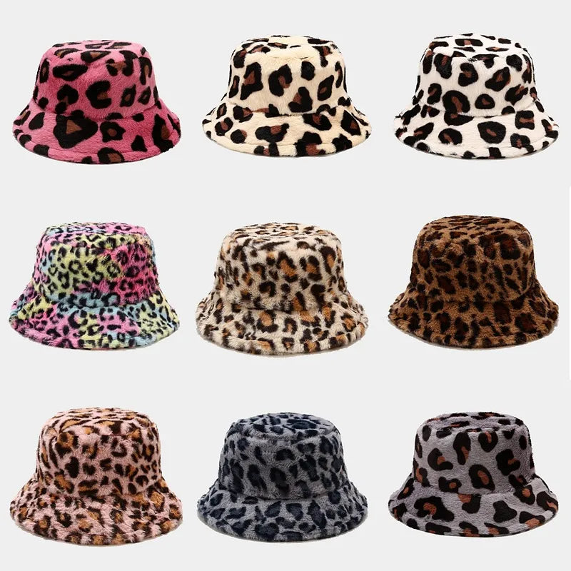 women's fashion leopard wide eaves bucket hat