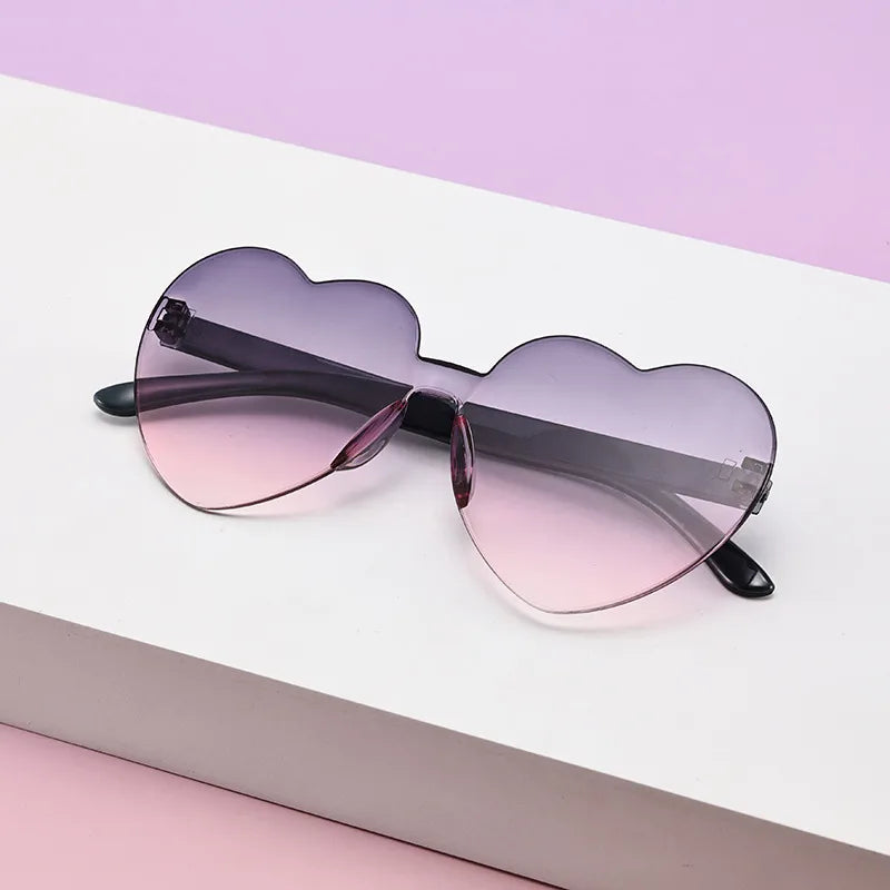 Novelty Modern Style Heart Shape Pc Gradient Tinted Lenses Special-Shaped Mirror Full Frame Kids Sunglasses