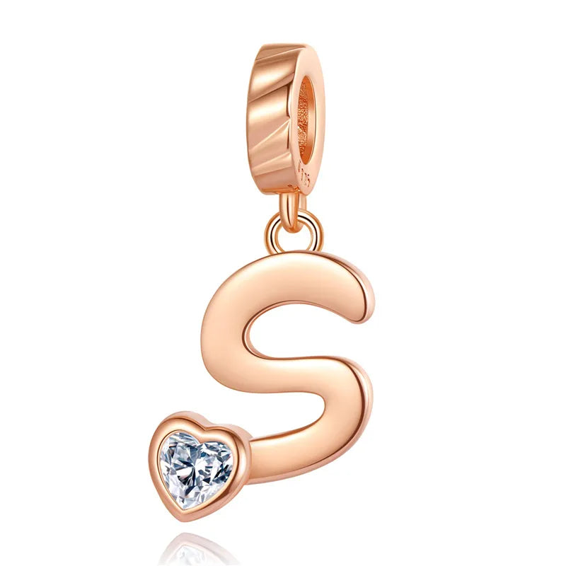 Ornament Letter Pendant S925 White Copper Rose Gold Necklace Pendant Diy Bracelet Charm Cross-Border Hot Sale Accessories
