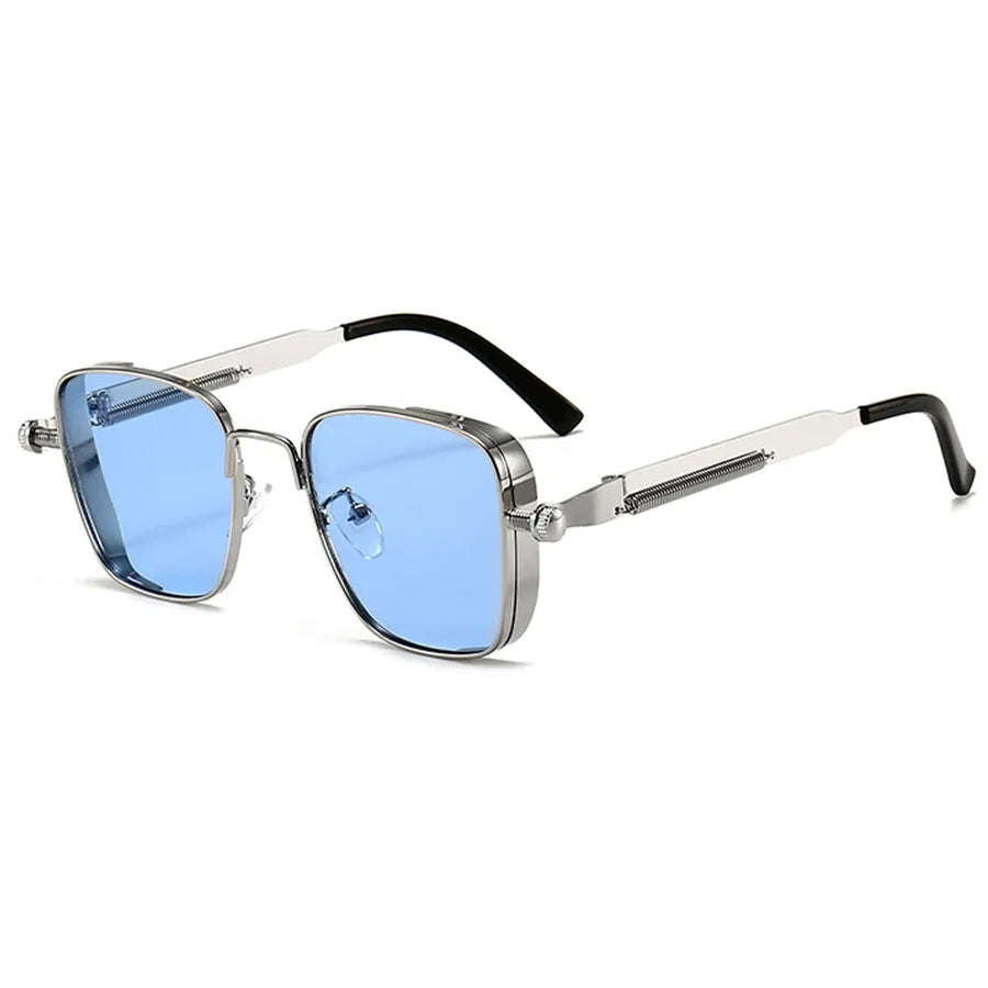 retro punk british style solid color ac square full frame men's sunglasses
