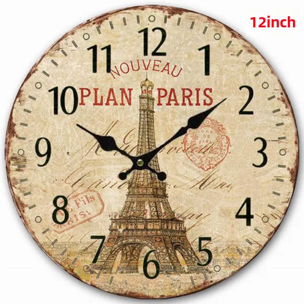 A generation of  wall clock retro simple wooden clock wall hanging decorative round clock creative mute clock