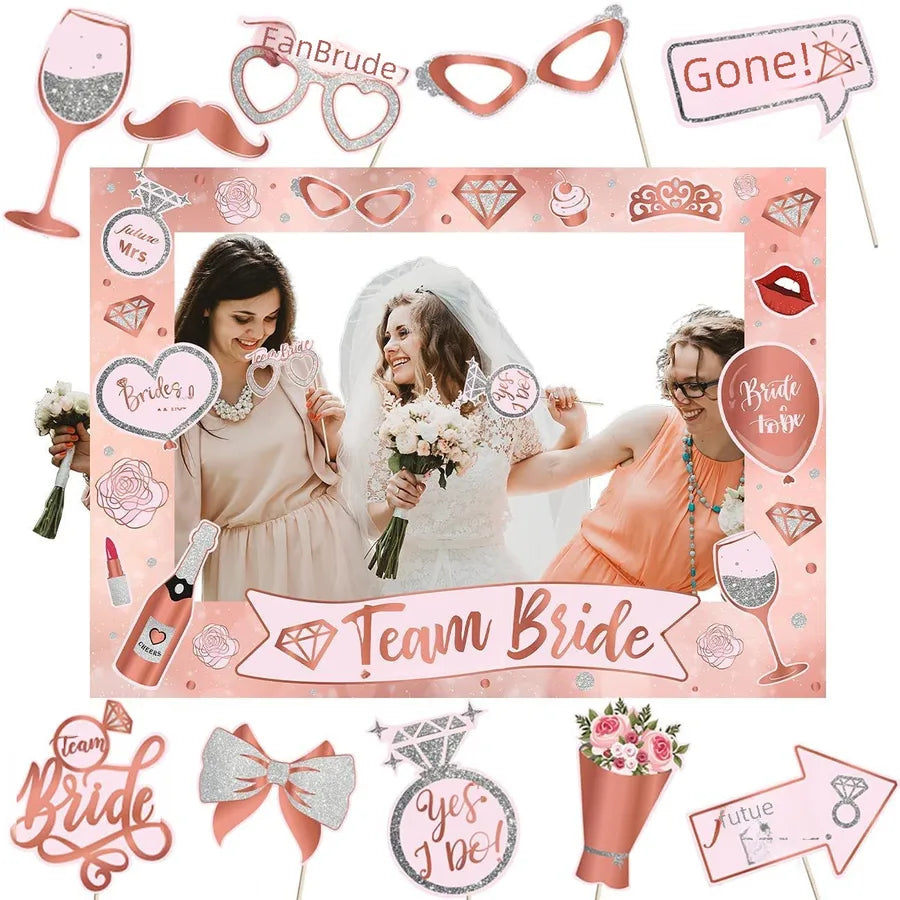 Bachelor party Wedding bride wedding bride to be photo props Team bride handheld paper photo frame
