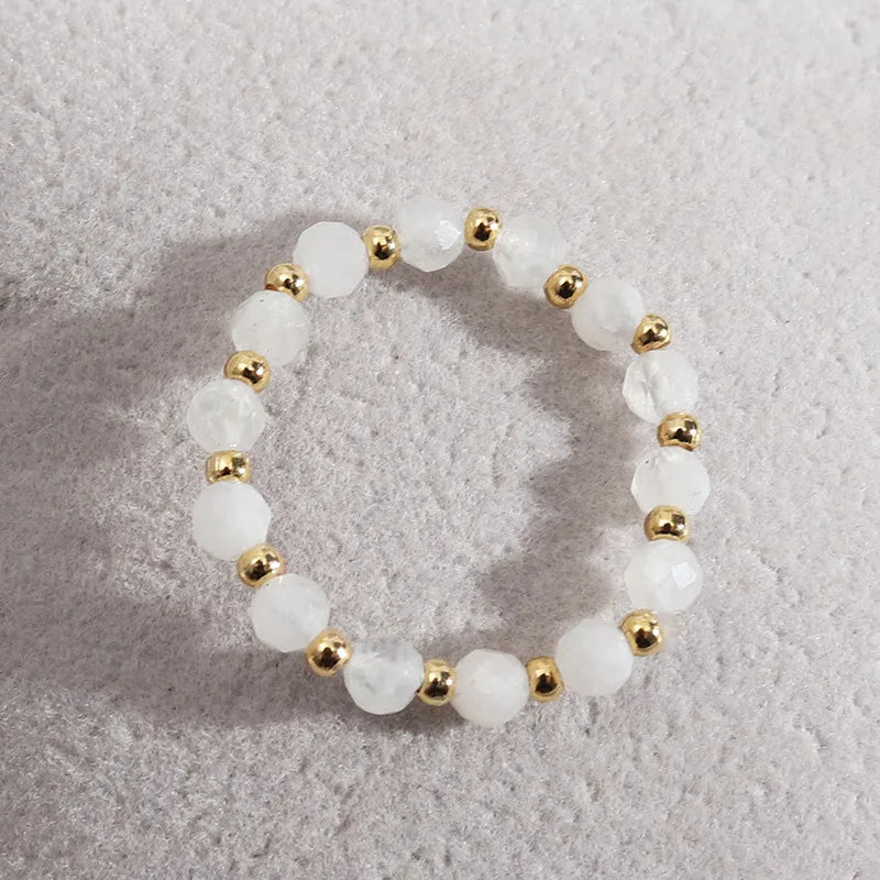 original design geometric alloy natural stone beaded rings