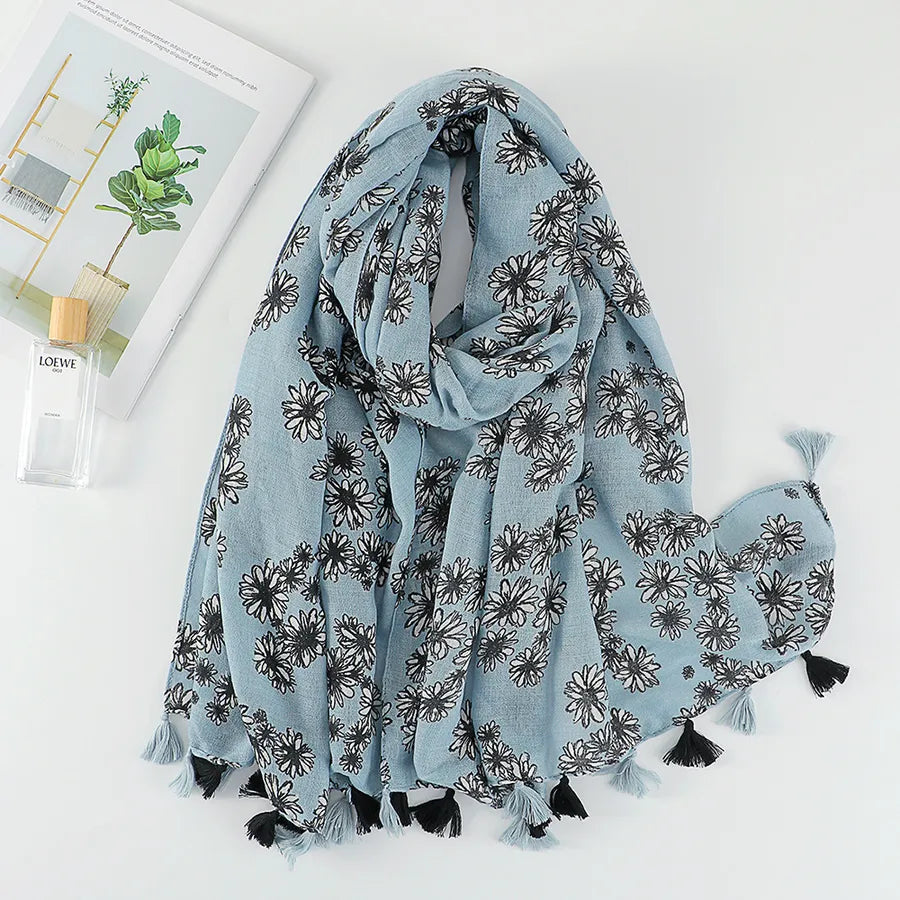 Women's Sweet Color Block Polyester Printing Scarf