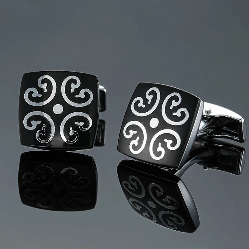 business geometric copper plating men's cufflinks