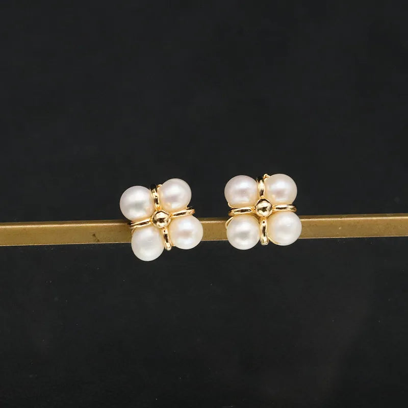 Live broadcast  natural pearl earrings high-grade earrings s925 silver needle women's design natural freshwater real pearl