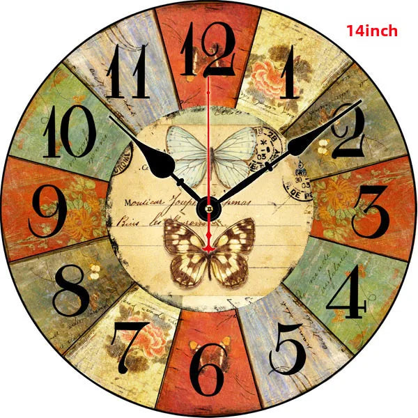 A generation of  wall clock retro simple wooden clock wall hanging decorative round clock creative mute clock