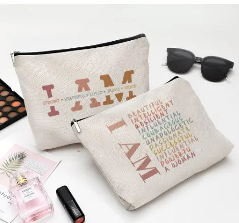 casual cartoon cotton and linen storage bag makeup bags