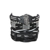 hot selling vintage men's bracelet 5-piece handmade woven cowhide wax rope adjustable bracelet jewelry wholesale