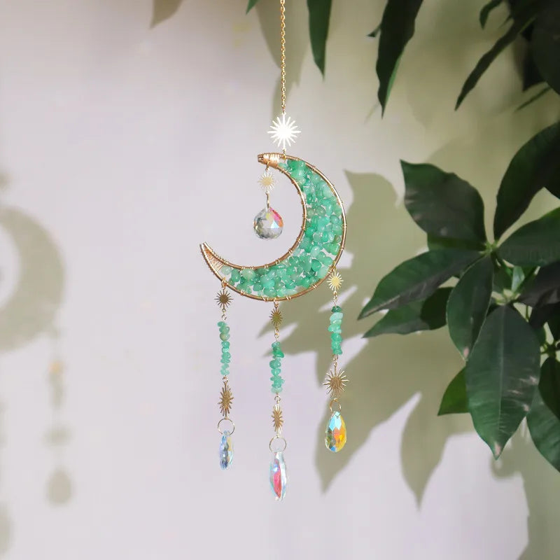 Simple Style Classic Style Geometric Star Moon Crystal Metal Suncatcher Wind Chime Wall Art