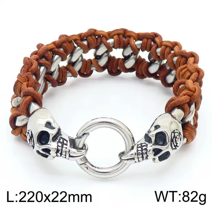 retro color block titanium steel braid men's bracelets