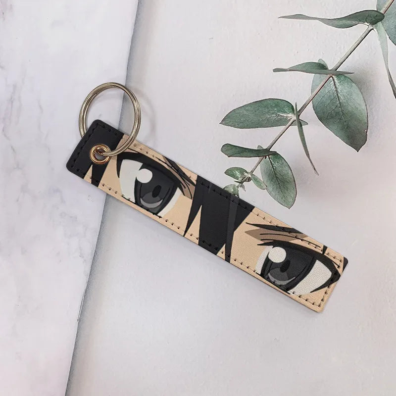 cartoon style cartoon pu leather printing bag pendant keychain