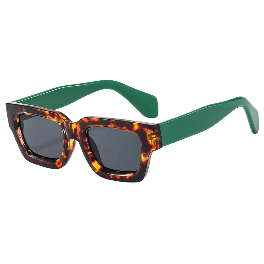 simple style color block leopard pc square full frame men's sunglasses