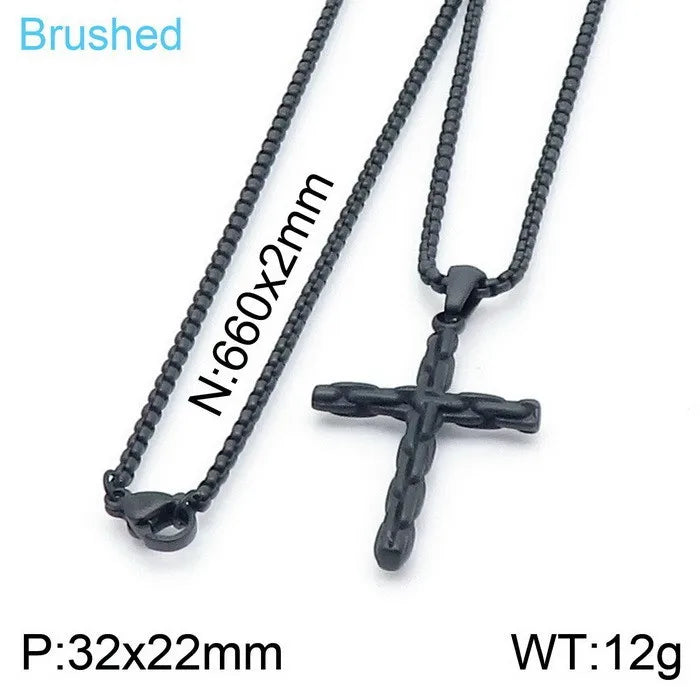 Wholesale Jewelry Vintage Style Classic Style Cross Titanium Steel Plating Pendant Necklace None