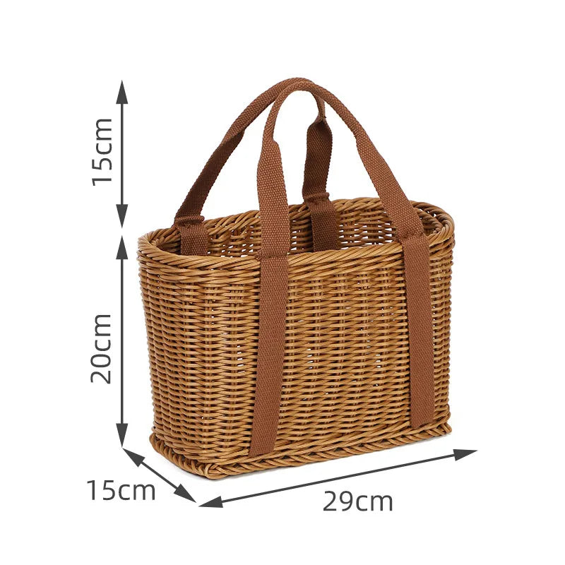 Casual Pastoral Solid Color Imitation Rattan Storage Basket