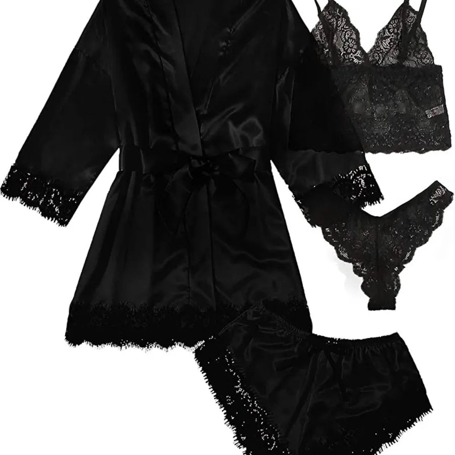 women's sexy solid color polyester lace skirt sets