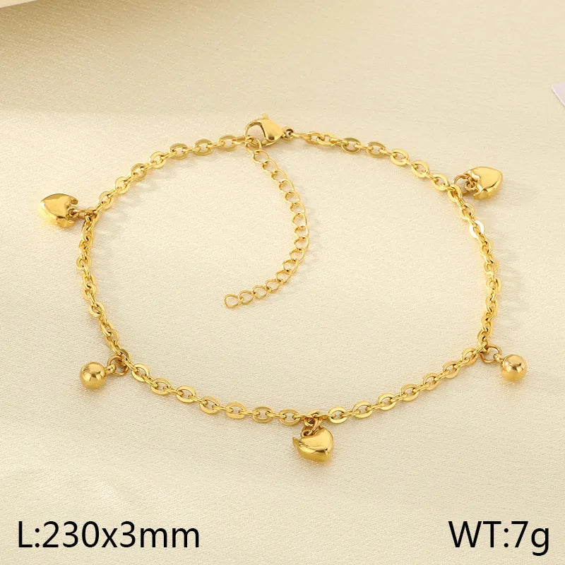 Wholesale Jewelry IG Style Vintage Style Star Moon Cherry 304 Stainless Steel 18K Gold Plated Anklet