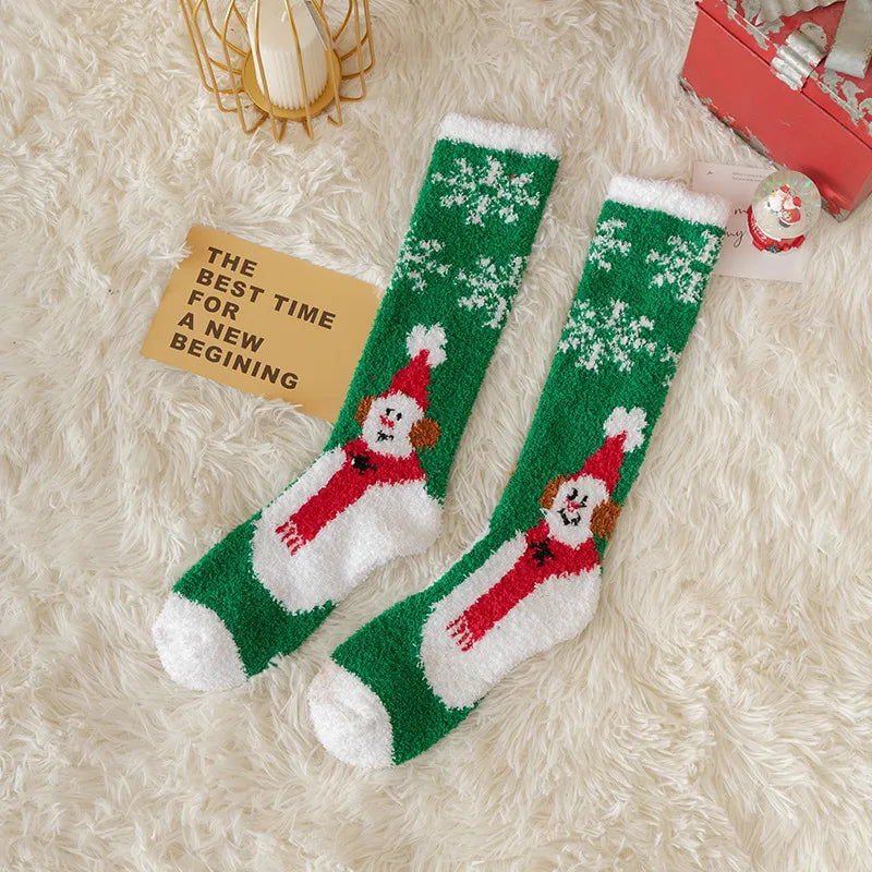 Christmas Christmas Women's Cartoon Polyester Jacquard Crew Socks A Pair
