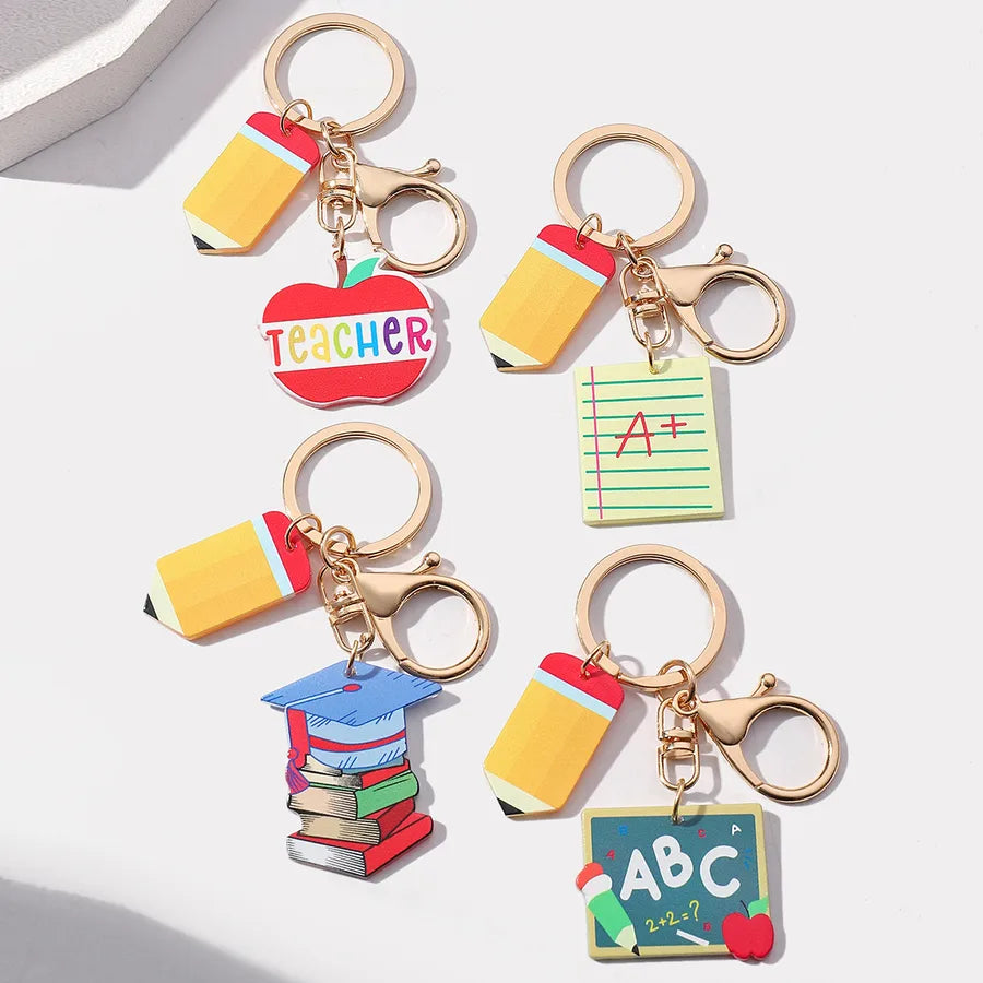 1 Piece Cute Book Letter pencil Acrylic Teachers' Day Unisex Lobster Trigger Clasp Closure Keychain
