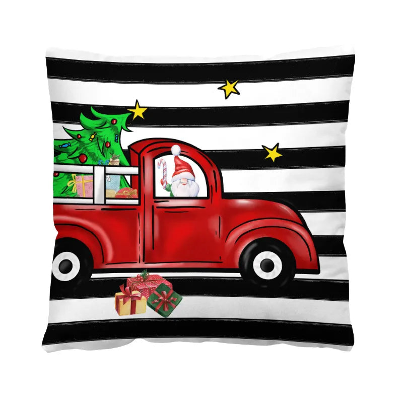 Christmas Casual Christmas Tree Santa Claus Letter short plush Pillow Cases Couch & Sofa Decor