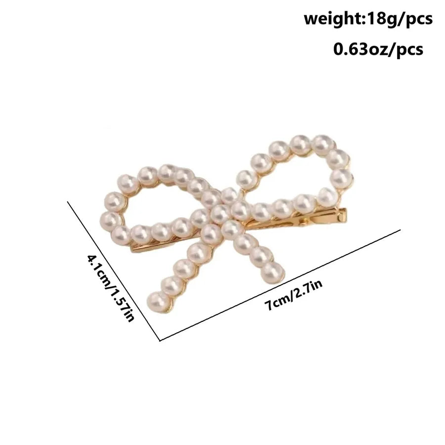 Sweet Commute Women's Bow Knot Copper Inlay Artificial Pearls Hair Clip
