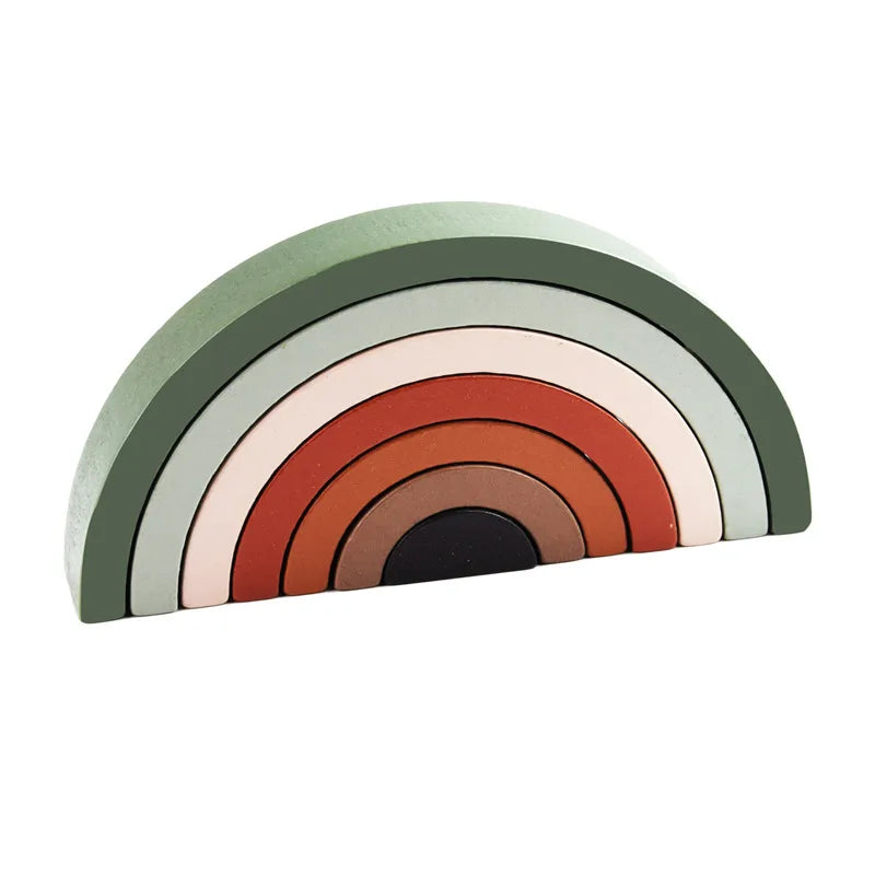 Children Unisex Rainbow Wood Building Toys