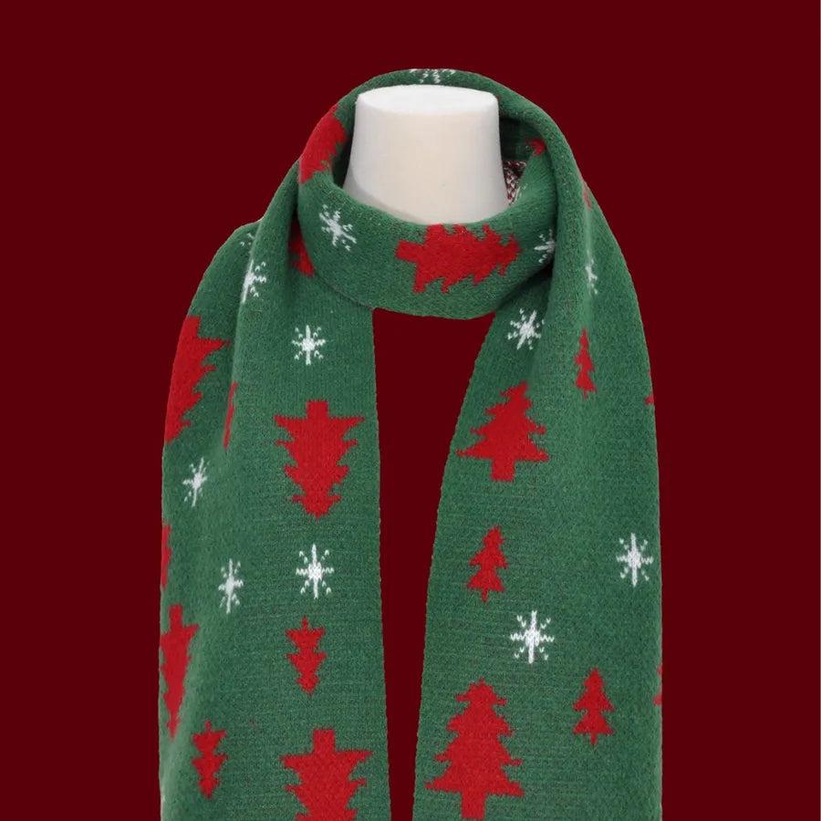 Women's Casual Christmas Tree Snowflake Cotton Acrylic Scarf