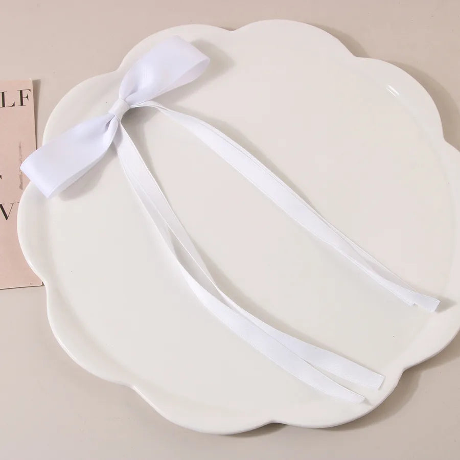 Women's Sweet Solid Color Bow Knot Cloth Handmade Hair Clip