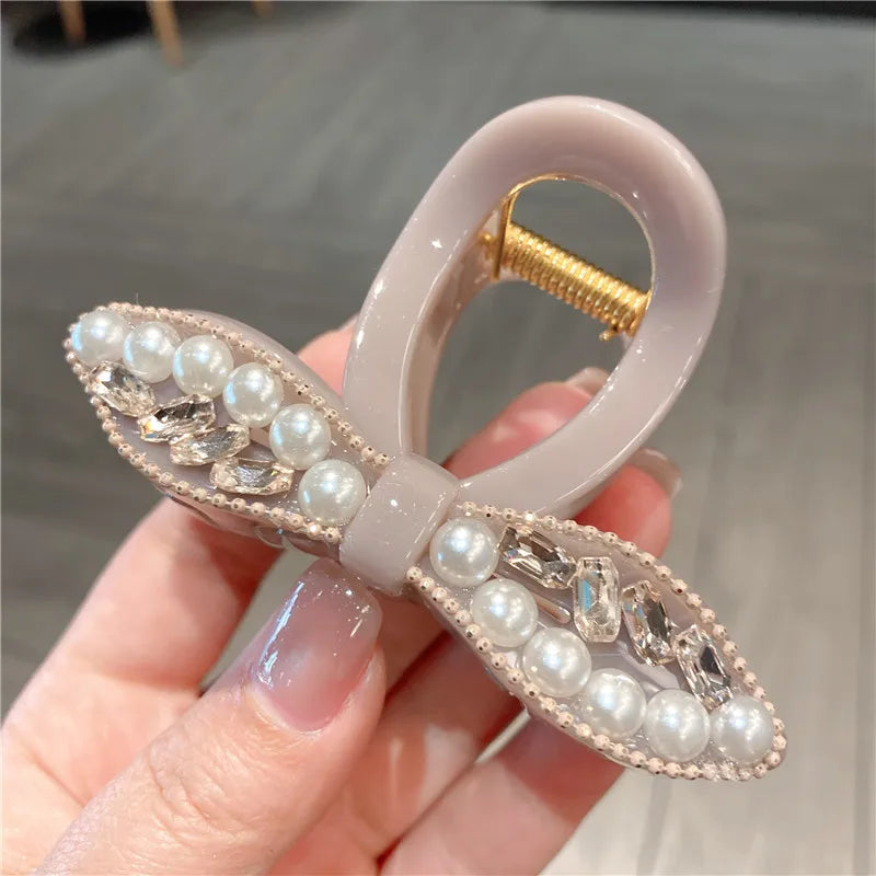 Elegant Medium Size Heavy Duty Water Diamond Hair Claw Clip Fashionable Lazy Updo Hairpin Stylish Hair Accessories For Women