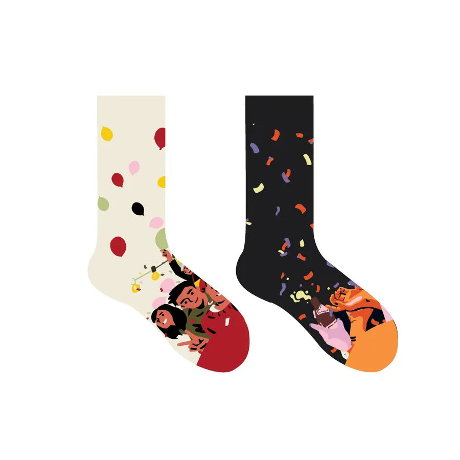 Unisex Modern Style Human Letter Cotton Crew Socks 10 Pairs Per Pack